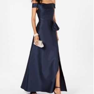 Adrianna Papell off the shoulder satin gown